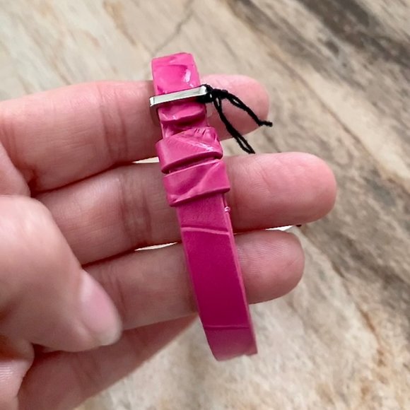Dyrberg/Kern Kagami Reptile pattern hot pink leather bracelet - Picture 3 of 5